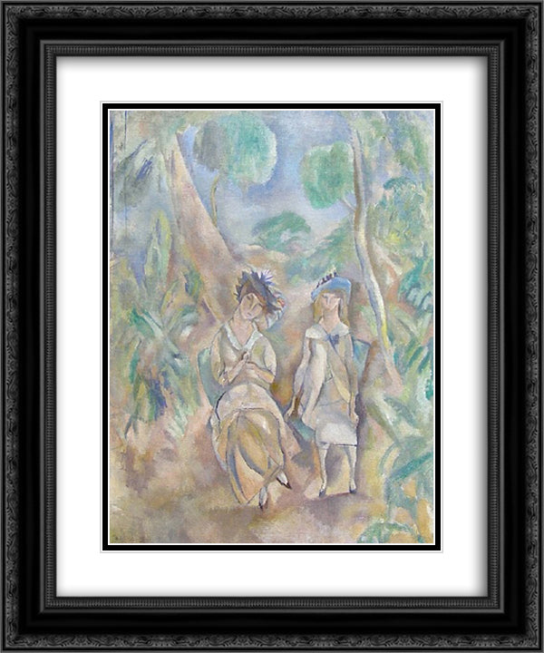 Printemps 20x24 Black Ornate Wood Framed Art Print Poster with Double Matting by Pascin, Jules