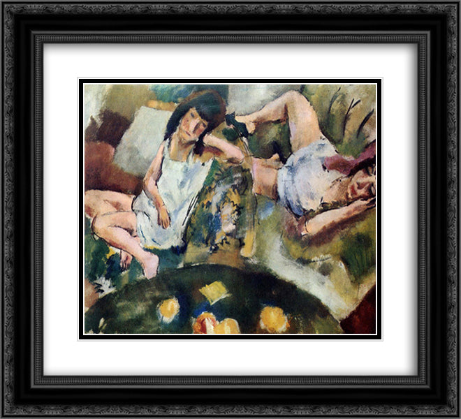 Siesta 22x20 Black Ornate Wood Framed Art Print Poster with Double Matting by Pascin, Jules