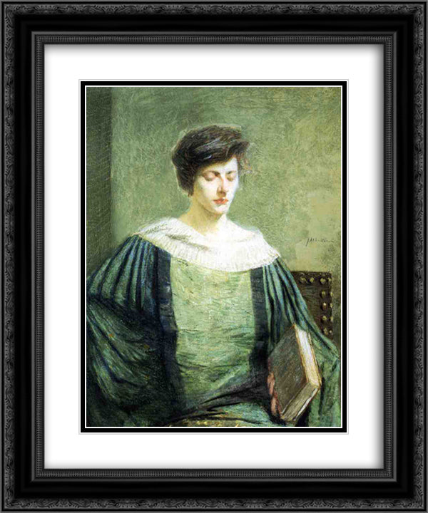 A Follower of Grolier 20x24 Black Ornate Wood Framed Art Print Poster with Double Matting by Weir, Julian Alden