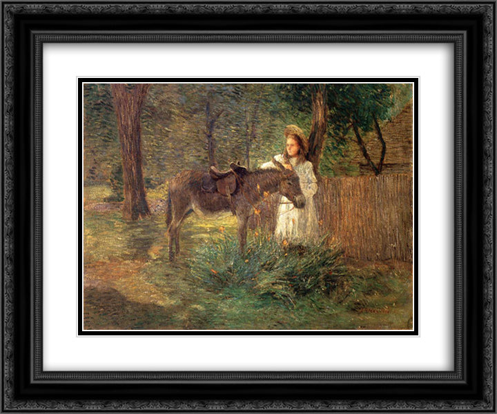After the Ride aka Visiting Neighbors 24x20 Black Ornate Wood Framed Art Print Poster with Double Matting by Weir, Julian Alden