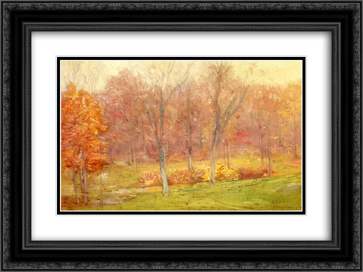 Autumn Rain 24x18 Black Ornate Wood Framed Art Print Poster with Double Matting by Weir, Julian Alden