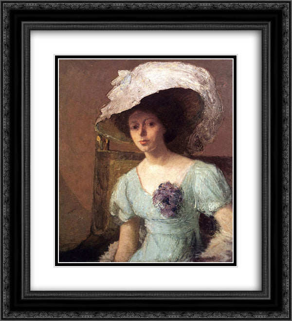 The Blue Gown 20x22 Black Ornate Wood Framed Art Print Poster with Double Matting by Weir, Julian Alden