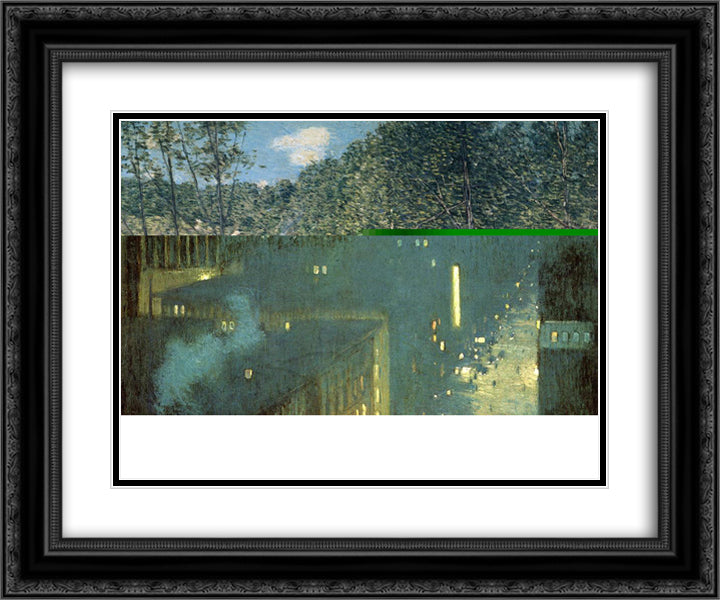 The Building of the Dam 24x20 Black Ornate Wood Framed Art Print Poster with Double Matting by Weir, Julian Alden