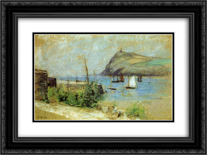 The Inlet 24x18 Black Ornate Wood Framed Art Print Poster with Double Matting by Weir, Julian Alden