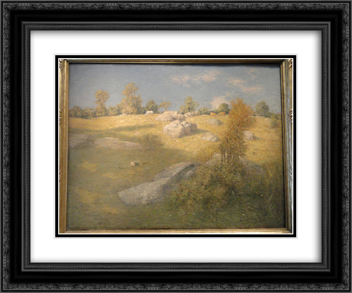 Upland Pasture 24x20 Black Ornate Wood Framed Art Print Poster with Double Matting by Weir, Julian Alden