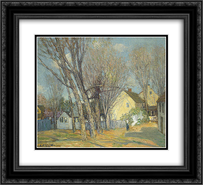 Windham Village 22x20 Black Ornate Wood Framed Art Print Poster with Double Matting by Weir, Julian Alden