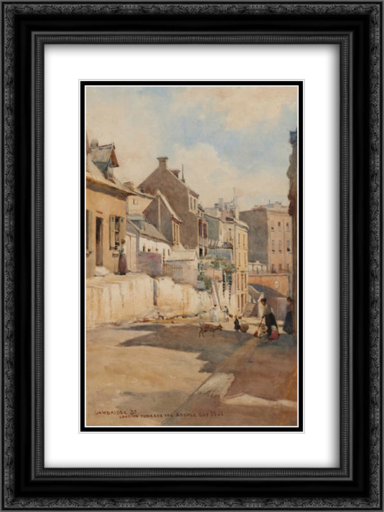 Cambridge St., looking towards the Argyle Cut 18x24 Black Ornate Wood Framed Art Print Poster with Double Matting by Ashton, Julian