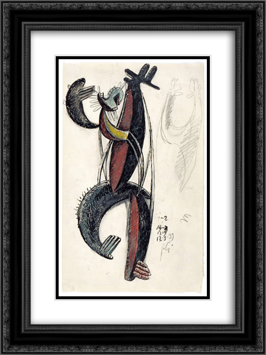 Homme cactus dansant 18x24 Black Ornate Wood Framed Art Print Poster with Double Matting by Gonzalez, Julio