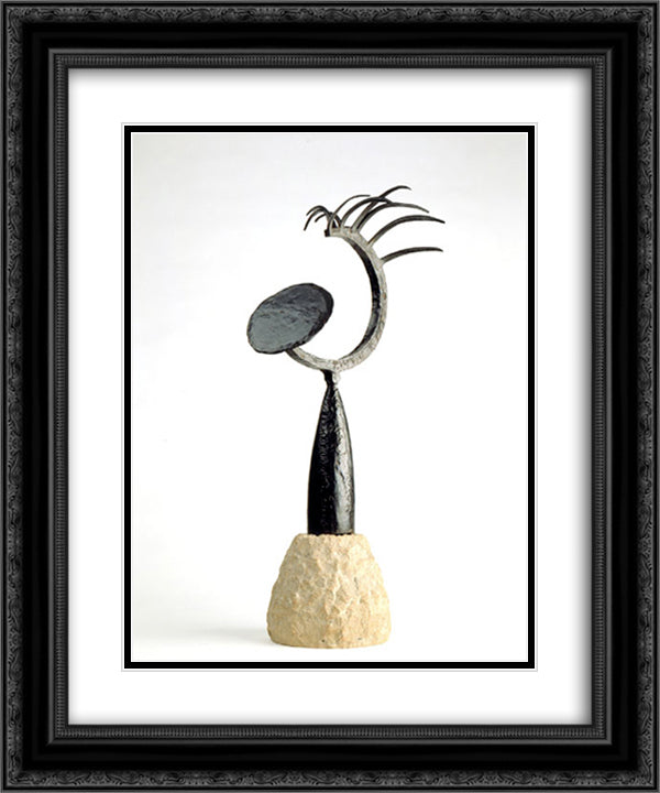 Tete au miroir 20x24 Black Ornate Wood Framed Art Print Poster with Double Matting by Gonzalez, Julio