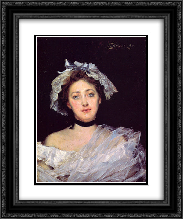 An English Lady 20x24 Black Ornate Wood Framed Art Print Poster with Double Matting by Stewart, Julius LeBlanc