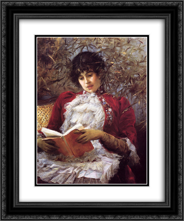 An Enthralling Novel 20x24 Black Ornate Wood Framed Art Print Poster with Double Matting by Stewart, Julius LeBlanc