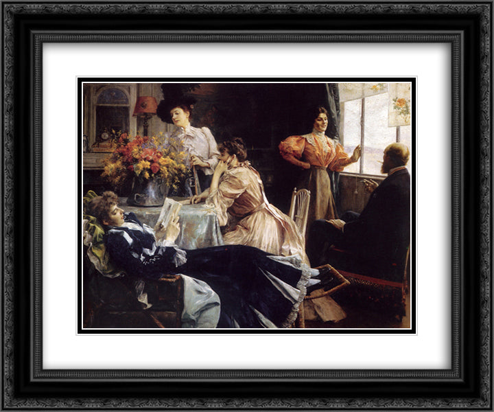 At Home 24x20 Black Ornate Wood Framed Art Print Poster with Double Matting by Stewart, Julius LeBlanc