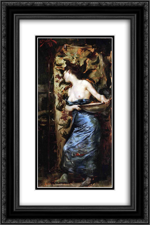 Half Naked Woman 16x24 Black Ornate Wood Framed Art Print Poster with Double Matting by Stewart, Julius LeBlanc