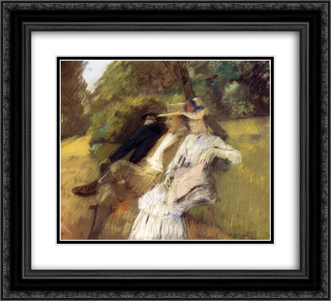 In The Park 22x20 Black Ornate Wood Framed Art Print Poster with Double Matting by Stewart, Julius LeBlanc