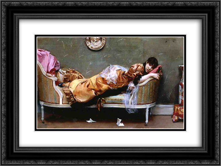 Reclining Woman 24x18 Black Ornate Wood Framed Art Print Poster with Double Matting by Stewart, Julius LeBlanc