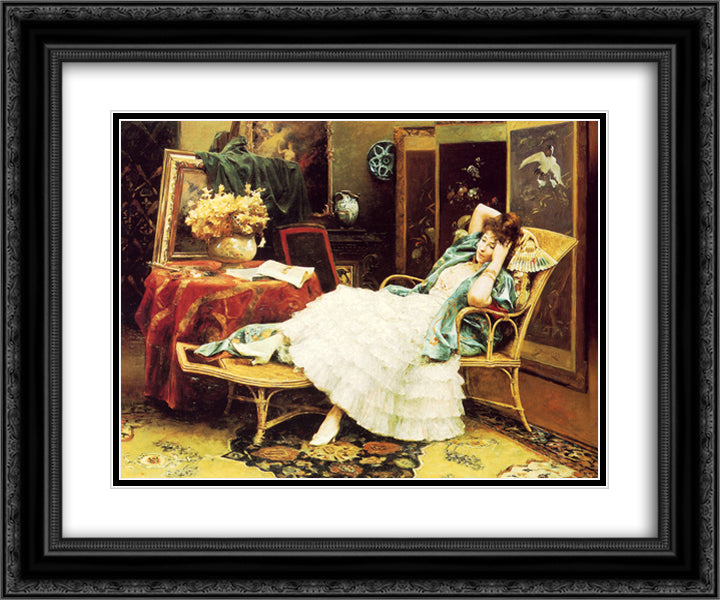 Repose 24x20 Black Ornate Wood Framed Art Print Poster with Double Matting by Stewart, Julius LeBlanc