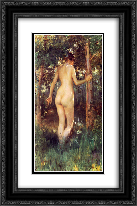 Study Of A Nude Woman 16x24 Black Ornate Wood Framed Art Print Poster with Double Matting by Stewart, Julius LeBlanc