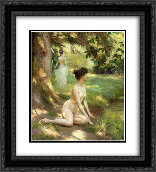 Sunlight 20x22 Black Ornate Wood Framed Art Print Poster with Double Matting by Stewart, Julius LeBlanc