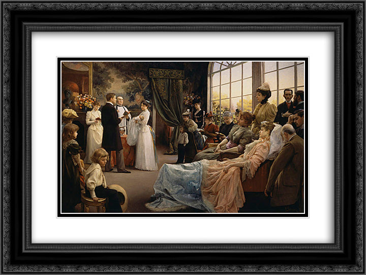 The Baptism 24x18 Black Ornate Wood Framed Art Print Poster with Double Matting by Stewart, Julius LeBlanc