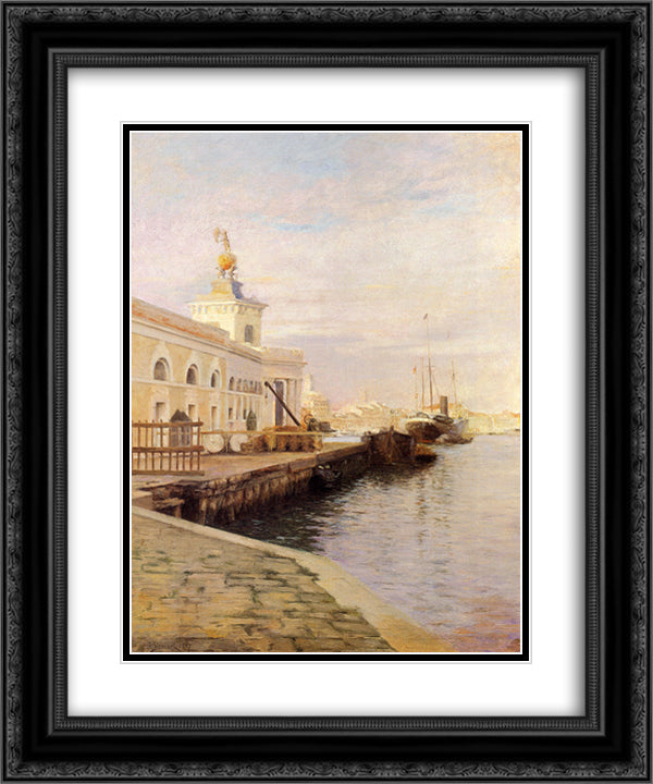 View Of Venice (The Dogana) 20x24 Black Ornate Wood Framed Art Print Poster with Double Matting by Stewart, Julius LeBlanc