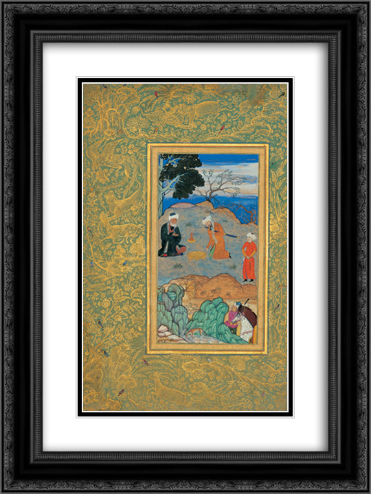 Advice of the Ascetic 18x24 Black Ornate Wood Framed Art Print Poster with Double Matting by ud Din Behzad, Kamal