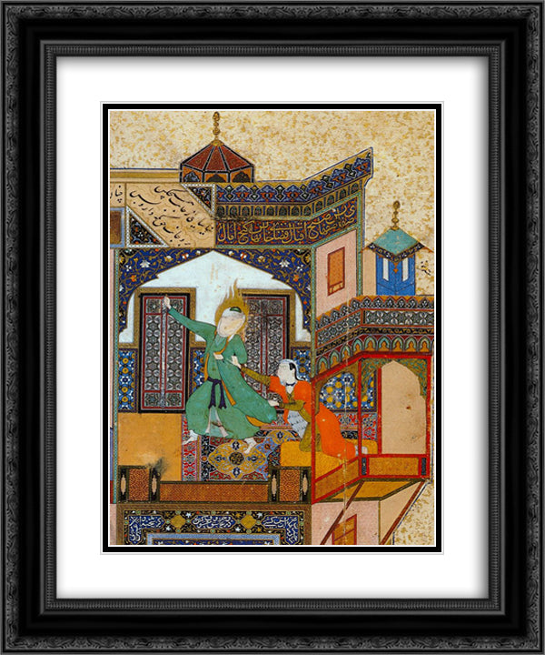 Yusef and Zuleykha (detail) 20x24 Black Ornate Wood Framed Art Print Poster with Double Matting by ud Din Behzad, Kamal