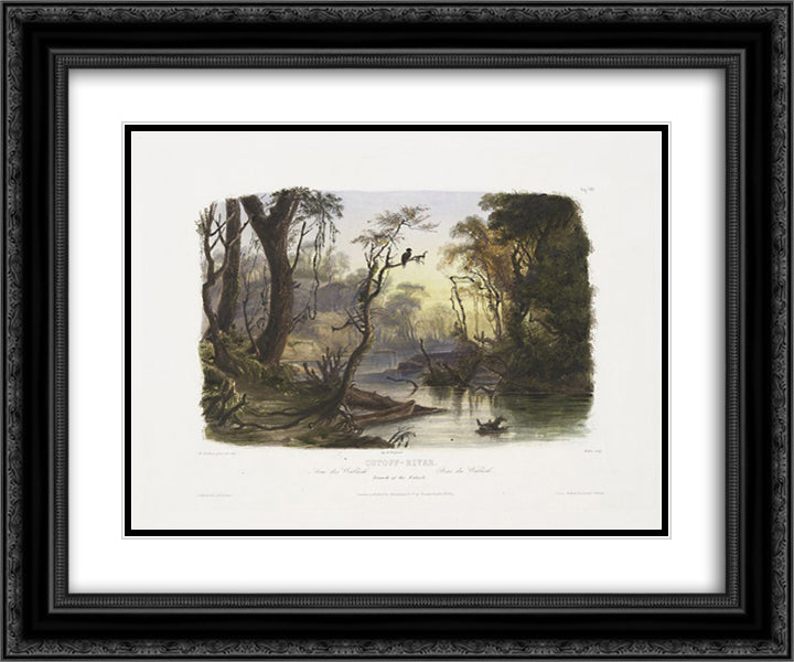 Cutoff River, Branch of the Wabash, plate 8 from Volume 1 of 'Travels in the Interior of North America' 24x20 Black Ornate Wood Framed Art Print Poster with Double Matting by Bodmer, Karl