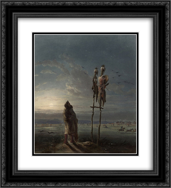 Idols of the Mandan Indians, plate 25 from volume 2 of `Travels in the Interior of North America' 20x22 Black Ornate Wood Framed Art Print Poster with Double Matting by Bodmer, Karl