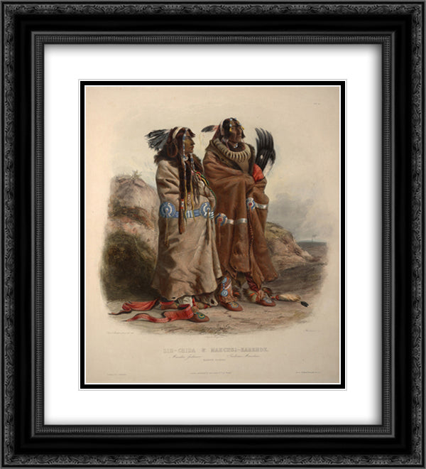 Mandan indians 20x22 Black Ornate Wood Framed Art Print Poster with Double Matting by Bodmer, Karl