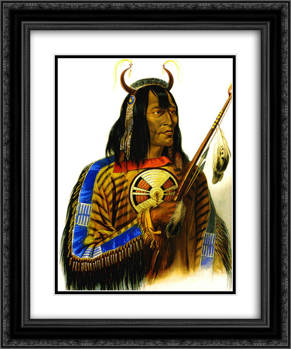 Noapeh Assiniboin Indian 20x24 Black Ornate Wood Framed Art Print Poster with Double Matting by Bodmer, Karl