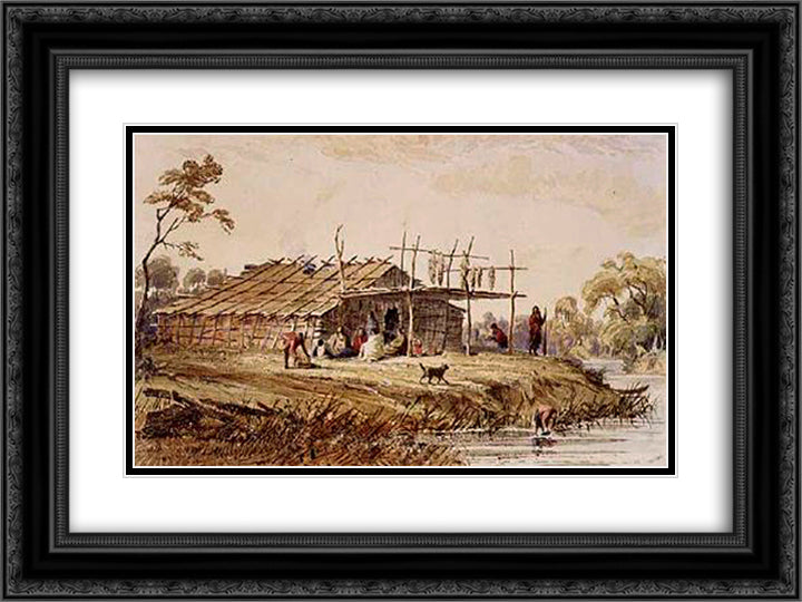 Summerhouse of Wahpeton 24x18 Black Ornate Wood Framed Art Print Poster with Double Matting by Bodmer, Karl
