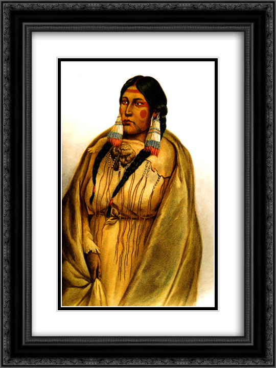Woman of The Cree Tribe 18x24 Black Ornate Wood Framed Art Print Poster with Double Matting by Bodmer, Karl