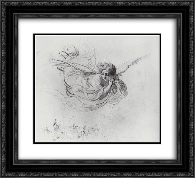 Flying Angel Mourning Victims of the Inquisition 22x20 Black Ornate Wood Framed Art Print Poster with Double Matting by Bryullov, Karl