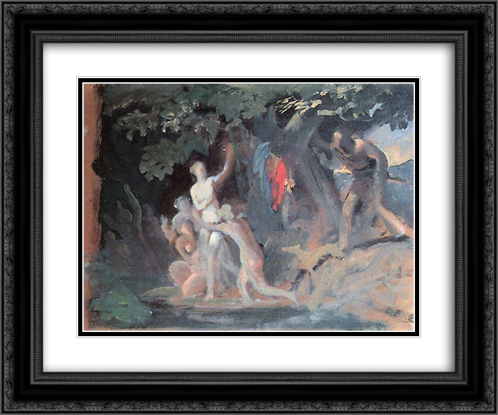 Hylas and the Nymphs 24x20 Black Ornate Wood Framed Art Print Poster with Double Matting by Bryullov, Karl