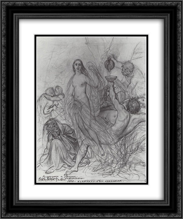 Innocence, leaving the Earth 20x24 Black Ornate Wood Framed Art Print Poster with Double Matting by Bryullov, Karl