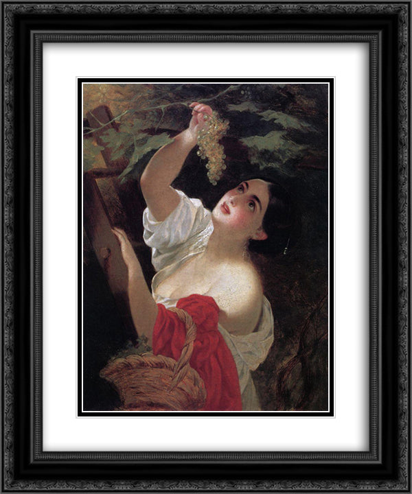 Italian Midday 20x24 Black Ornate Wood Framed Art Print Poster with Double Matting by Bryullov, Karl
