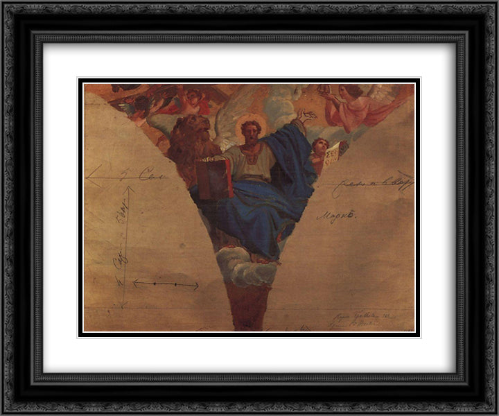 Mark the Evangelist 24x20 Black Ornate Wood Framed Art Print Poster with Double Matting by Bryullov, Karl