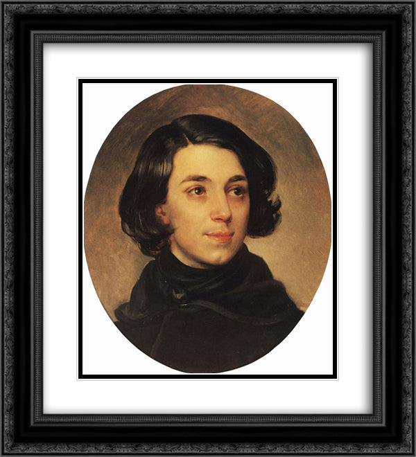 Portrait of an Architect I.A. Monighetti 20x22 Black Ornate Wood Framed Art Print Poster with Double Matting by Bryullov, Karl