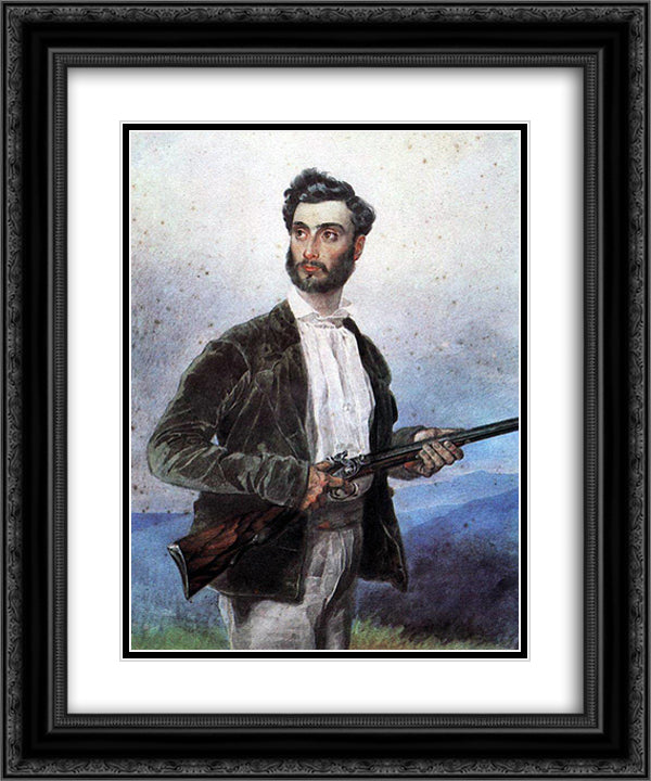 Portrait of Antonio Tittoni 20x24 Black Ornate Wood Framed Art Print Poster with Double Matting by Bryullov, Karl