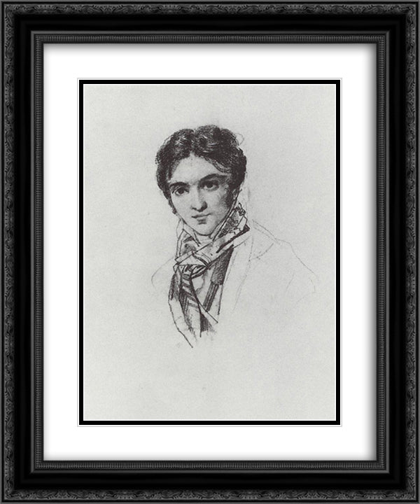 Portrait of F.A. Bruni 20x24 Black Ornate Wood Framed Art Print Poster with Double Matting by Bryullov, Karl