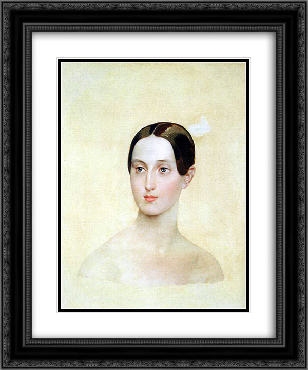 Portrait of Grand Duchess Maria Nikolaevna 20x24 Black Ornate Wood Framed Art Print Poster with Double Matting by Bryullov, Karl