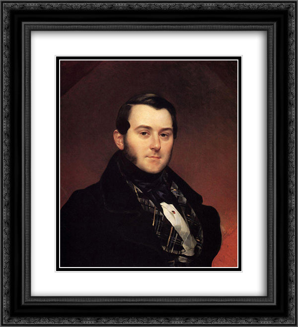 Portrait of I. A. Beck 20x22 Black Ornate Wood Framed Art Print Poster with Double Matting by Bryullov, Karl