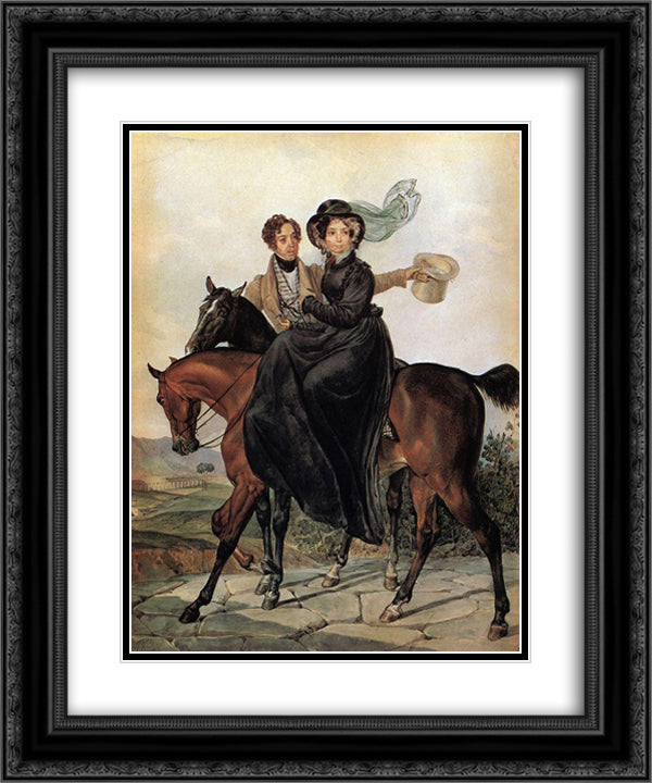 Portrait of K. A. and M. Ya. Narishkin 20x24 Black Ornate Wood Framed Art Print Poster with Double Matting by Bryullov, Karl