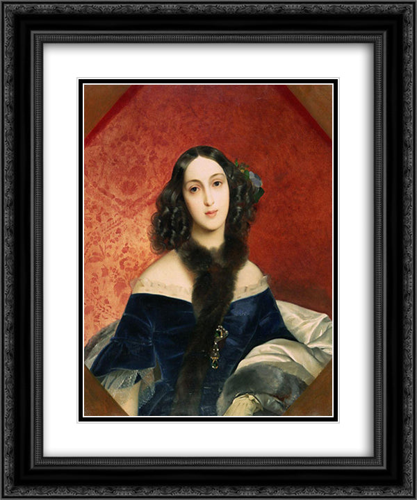 Portrait of M. A. Beck 20x24 Black Ornate Wood Framed Art Print Poster with Double Matting by Bryullov, Karl