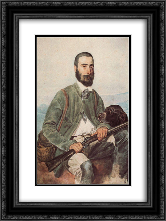 Portrait of Mariano Tittoni 18x24 Black Ornate Wood Framed Art Print Poster with Double Matting by Bryullov, Karl