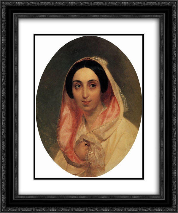 Portrait of Princess A. A. Bagration 20x24 Black Ornate Wood Framed Art Print Poster with Double Matting by Bryullov, Karl
