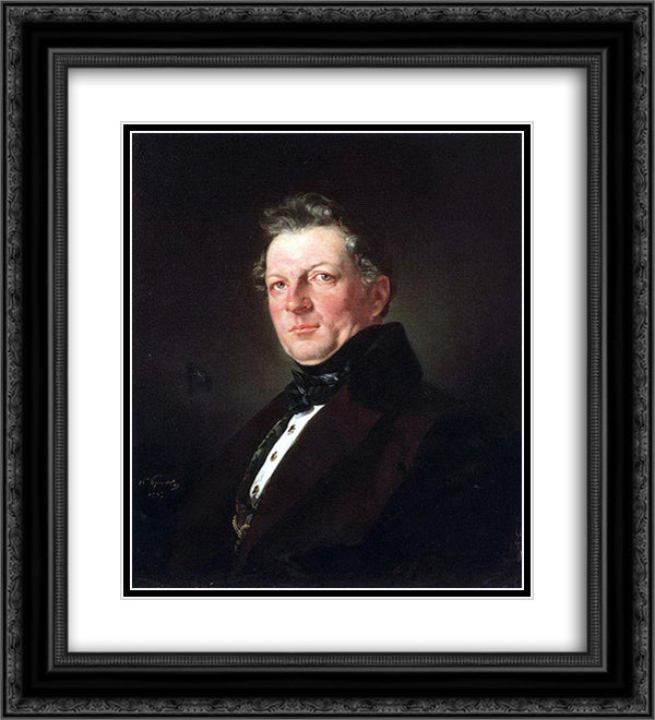 Portrait of the architect A. Bolotov 20x22 Black Ornate Wood Framed Art Print Poster with Double Matting by Bryullov, Karl