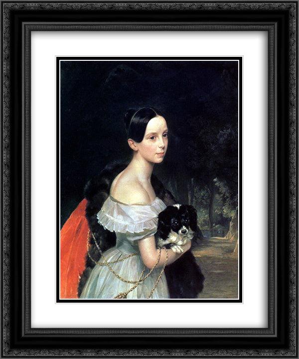 Portrait of U. M. Smirnova 20x24 Black Ornate Wood Framed Art Print Poster with Double Matting by Bryullov, Karl