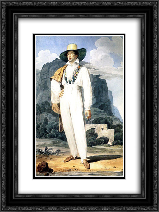 Portrait of V. A. Perovsky 18x24 Black Ornate Wood Framed Art Print Poster with Double Matting by Bryullov, Karl