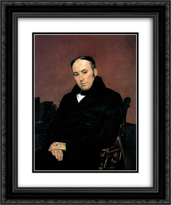 Portrait of V. A. Zhukovsky 20x24 Black Ornate Wood Framed Art Print Poster with Double Matting by Bryullov, Karl